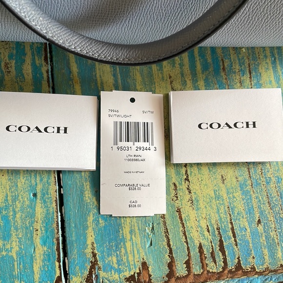 Coach light blue leather handbag - Picture 6 of 9